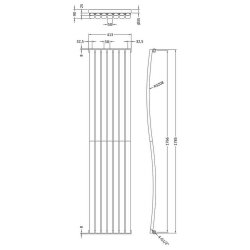 Nuie Revive Wave White 1785 x 413mm Vertical Single Panel Radiator