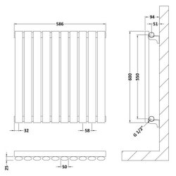 Nuie Revive White 600 x 586mm Horizontal Single Panel Radiator