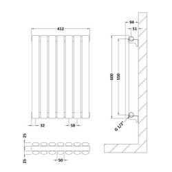 Nuie Revive White 600 x 412mm Horizontal Double Panel Radiator