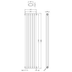 Nuie Salvia White 1800 x 383mm Vertical Double Panel Radiator