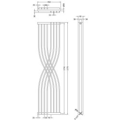 Nuie Xcite White 1775 x 450mm Vertical Double Panel Radiator