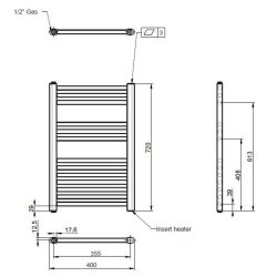 Nuie Electric White 720 x 400mm Round Ladder Towel Rail