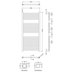 Nuie Electric Anthracite 1100 x 500mm Square Ladder Towel Rail