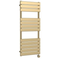 Nuie Electric Brushed Brass 1213 x 500mm Square Flat Towel Rail