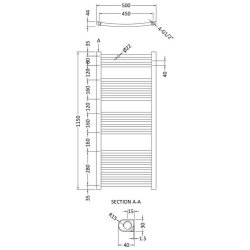 Nuie Crescent Anthracite 1150 x 500mm Curved Ladder Towel Rail