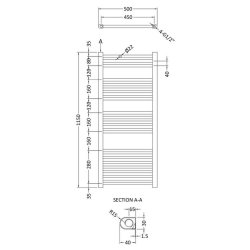 Nuie Crescent Anthracite 1150 x 500mm Straight Ladder Towel Rail