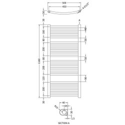 Nuie Bridge Chrome 1100 x 500mm Curved Ladder Towel Rail