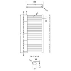 Nuie Bridge Chrome 1100 x 500mm Straight Ladder Towel Rail