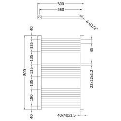 Nuie Level Chrome 800 x 500mm Square Ladder Towel Rail