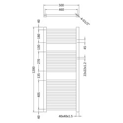 Nuie Level Chrome 1200 x 500mm Square Ladder Towel Rail