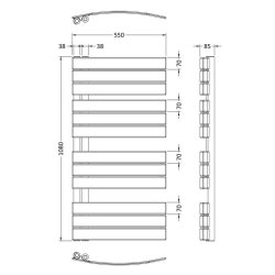 Nuie Elgin Chrome 1080 x 550mm Curved Heated Towel Rail