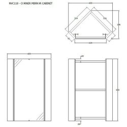 Nuie Mayford White Wall Mounted One Door Corner Mirror Cabinet