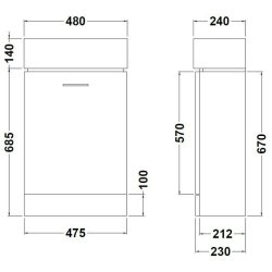 Nuie Mayford White Floor Standing One Door Compact Vanity Unit