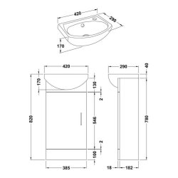 Nuie Mayford White 400mm Floor Standing One Door Cloakroom Vanity Unit