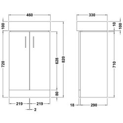 Nuie Mayford White 450mm Floor Standing Two Door Vanity Unit