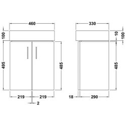 Nuie Mayford White 450mm Wall Hung Two Door Vanity Unit