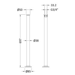 Nuie Traditional 600 x 40mm Freestanding Standpipe Legs