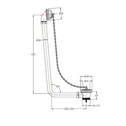 Nuie Classic Chrome Exposed Plug and Link Chain Bath Waste with Overflow