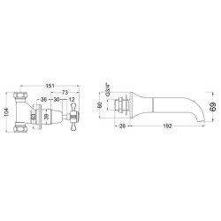 Nuie Selby Chrome Traditional 3TH Wall Bath Filler