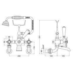 Nuie Selby Chrome Traditional Wall Mounted Bath Shower Mixer