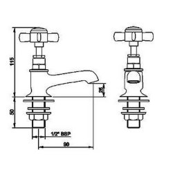 Nuie Beaumont Chrome Traditional Basin Taps