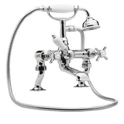 Nuie Beaumont Chrome Luxury Cranked Deck Mounted Bath Shower Mixer