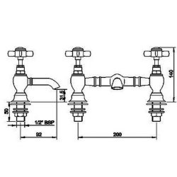 Nuie Beaumont Chrome Luxury Bridge Basin Mixer