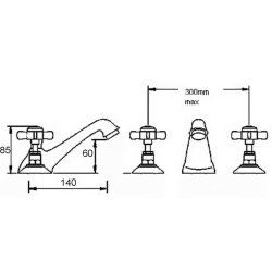 Nuie Beaumont Chrome 3TH Basin Mixer