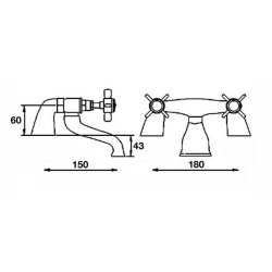 Nuie Beaumont Chrome Traditional Deck Mounted Bath Filler