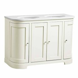 Tavistock Lansdown 1200mm Linen White Curved Underslung Two Basin Vanity Unit