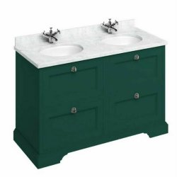 Burlington Freestanding 1300mm Matt Green Double Vanity Unit with Drawers