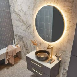 Tavistock Oxygen 600mm Brass Illuminated Circular Mirror