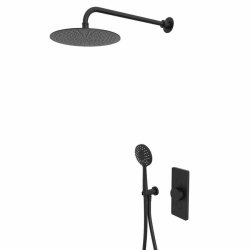 Tavistock Black Dual Function Push Button Valve With Shower Head And Three Function Shower Handset