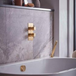 Tavistock Quantum Brushed Brass Dual Function Bath Filler and Handset