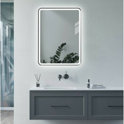 Ajax Woad 600mm Matt Black Rectangular Front Lit LED Mirror