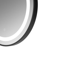 Ajax Bracken 600mm Matt Black Round Front Lit LED Mirror