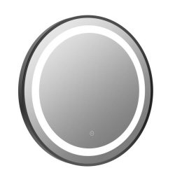 Ajax Bracken 600mm Matt Black Round Front Lit LED Mirror