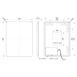 Ajax Sanctuary 800 x 600mm Rectangular Back Lit LED Mirror