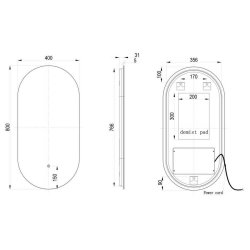 Ajax Wingate 800 x 400mm Oblong Back Lit LED Mirror