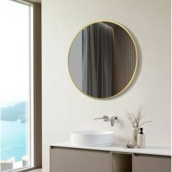 Ajax Gedney 500mm Brushed Brass Round Mirror