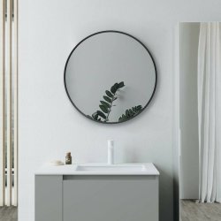 Ajax Gedney 600mm Matt Black Round Mirror