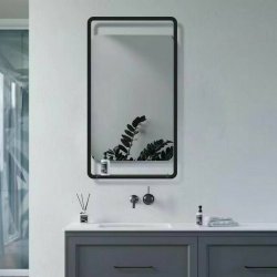 Ajax Lamour 900 x 500mm Matt Black Rectangular Mirror