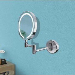 Ajax Bywood Chrome Round LED Cosmetic Mirror