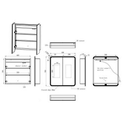 Ajax Allington 700 x 600mm Rectangular 2 Door LED Mirror Cabinet