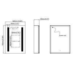 Ajax Tintern 700 x 500mm Rectangular 1 Door LED Mirror Cabinet