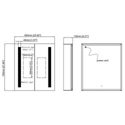 Ajax Tintern 700 x 600mm Rectangular 2 Door LED Mirror Cabinet