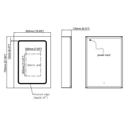 Ajax Byland 700 x 500mm Rectangular 1 Door LED Mirror Cabinet