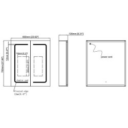 Ajax Byland 700 x 600mm Rectangular 2 Door LED Mirror Cabinet