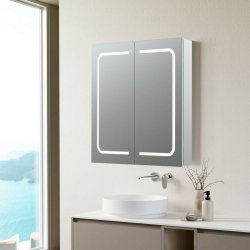 Ajax Byland 700 x 600mm Rectangular 2 Door LED Mirror Cabinet