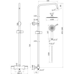 Ajax Riby Cool Touch Thermostatic Mixer Shower with Overhead Kit in Chrome